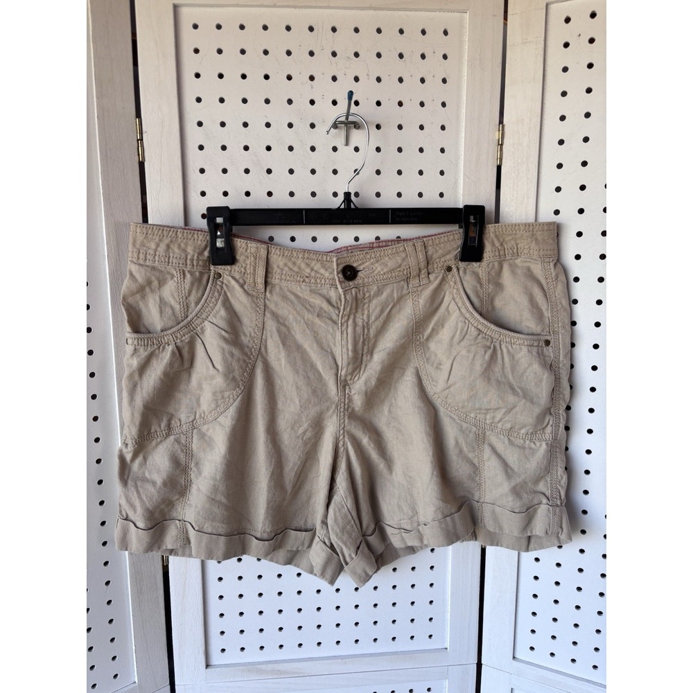 Apt. 9 Modern Fit Women's 16 Linen Cotton Shorts Beige Casual‎ Lightweight
